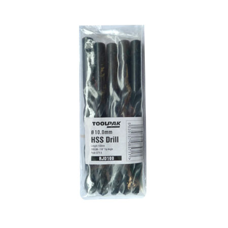 Jobber HSS Drill 10.0mm Roll Forged Toolpak Pack of 5